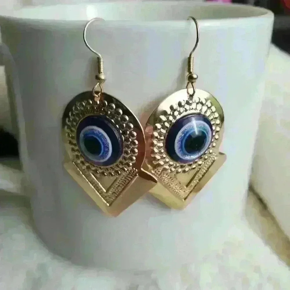 3/ $15 New Gold Color Evil Eye Earrings